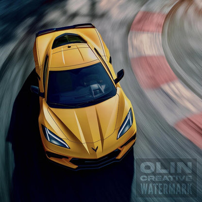 Corvette Printable Wall Art, Gifts for Car Guys, Gifts for Car Girls, Instant Download, Digital Download, Yellow Corvette C8