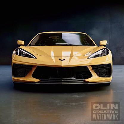 Corvette Printable Wall Art, Gifts for Car Guys, Gifts for Car Girls, Instant Download, Digital Download, Yellow Corvette C8