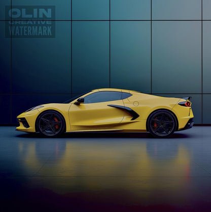 Corvette Printable Wall Art, Gifts for Car Guys, Gifts for Car Girls, Instant Download, Digital Download, Yellow Corvette C8