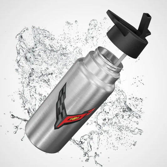 Corvette C8 32oz Hydro Flask, Beverage Tumbler, Beach Flask, Camping Tumbler, Gym Mug, Insulated Stainless Steel, Straw Included