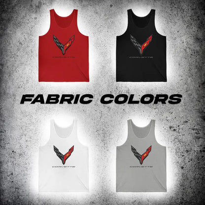 Corvette C8 Men's Jersey Tank, Beach Tank, Gym Top, Corvette Shirt, C8 Logo, Men's Tank Top, Women's Tank Top, Unisex, Bella+Canvas Brand