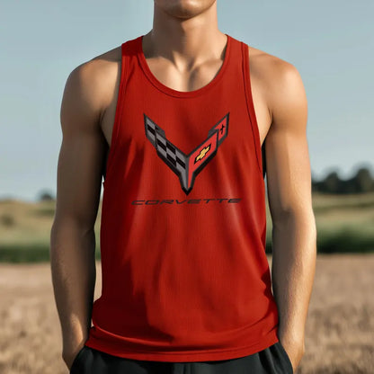 Corvette C8 Men's Jersey Tank, Beach Tank, Gym Top, Corvette Shirt, C8 Logo, Men's Tank Top, Women's Tank Top, Unisex, Bella+Canvas Brand