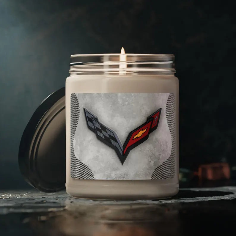 Corvette C7 Logo Scented Soy Candle, 10 Options for Scent, Home Décor, Gifts for Him, Man Cave Candles, Gifts for Car Girls, Corvette Swag