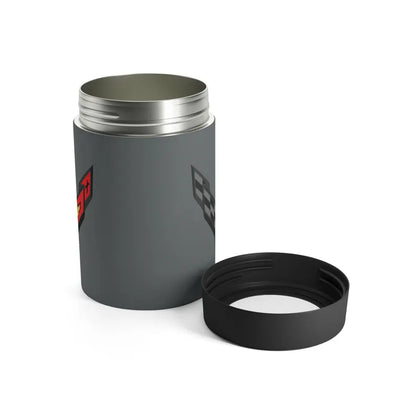 Corvette C8 Gray Can Coozie for Fans, Beer and Soda Holder, Drink Insulator, Gift for Car Enthusiasts, Racing Events, Tailgating, C8 Logo
