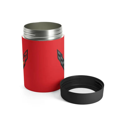 Corvette C8 Red Can Coozie for Fans, Beer and Soda Holder, Drink Insulator, Gift for Car Enthusiasts, Racing Events, Tailgating, C8 Logo