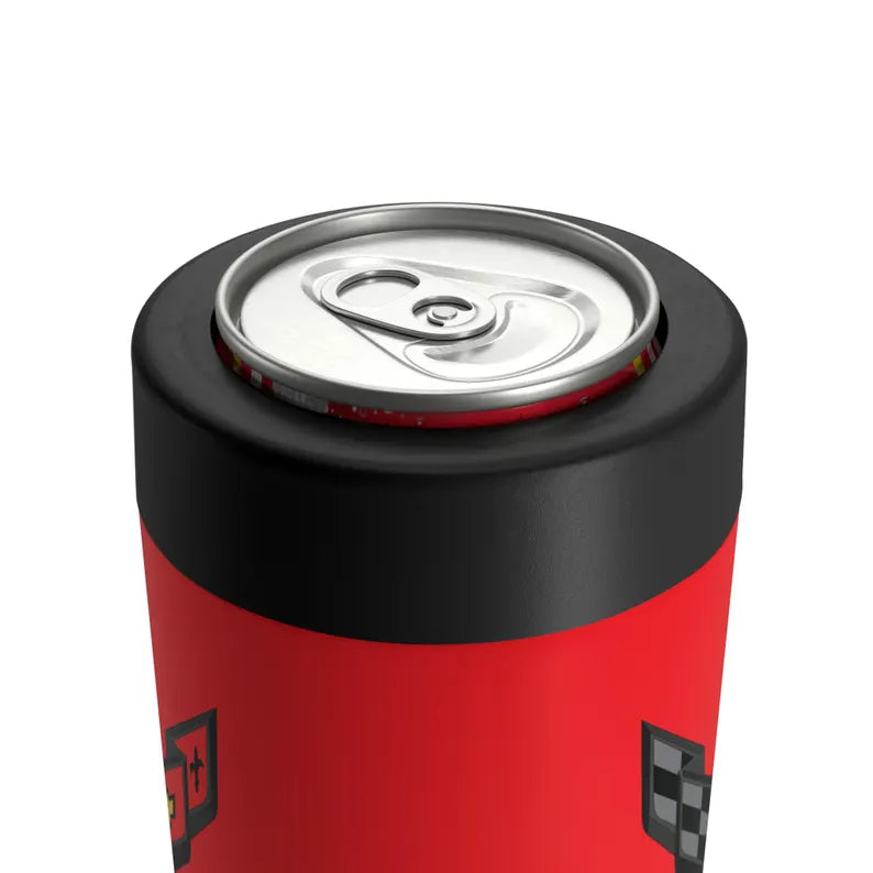 Corvette C8 Red Can Coozie for Fans, Beer and Soda Holder, Drink Insulator, Gift for Car Enthusiasts, Racing Events, Tailgating, C8 Logo