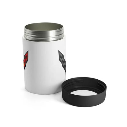 Corvette C8 White Can Coozie for Fans, Beer and Soda Holder, Drink Insulator, Gift for Car Enthusiasts, Racing Events, Tailgating, C8 Logo