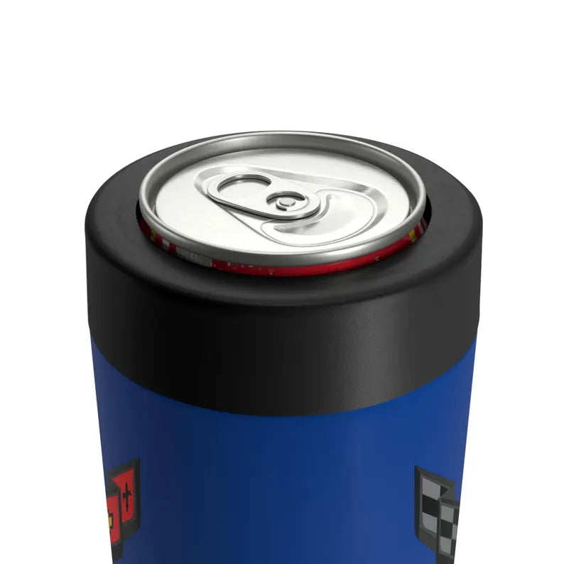 Corvette C8 Blue Can Coozie for Fans, Beer and Soda Holder, Drink Insulator, Gift for Car Enthusiasts, Racing Events, Tailgating, C8 Logo