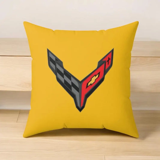 Corvette C8 Throw Pillow, Home Accessories , Mancave Decor, Man Cave, Square Pillow, Polyester, Couch and Bedding, C8 Logo, C8 Emblem