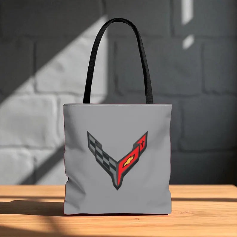 Corvette C8 Tote Bag, Corvette Polyester Bag, Shoulder Bag, Bag with Straps, Gifts for Car Guys, Gifts for Car Girls, Car Meet Carry On