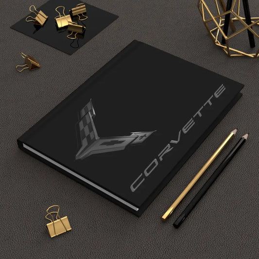 Corvette C8 Blackout Emblem Hardcover Journal, Writing Notebook, Lined Pages, Daily Journal, Motivational Diary, Notepad, C8 Logo