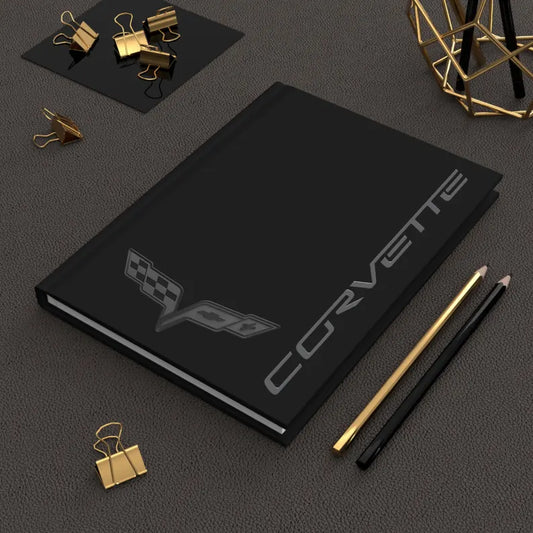 Corvette C6 Blackout Emblem Hardcover Journal, Writing Notebook, Lined Pages, Daily Journal, Motivational Diary, Notepad, C6 Logo