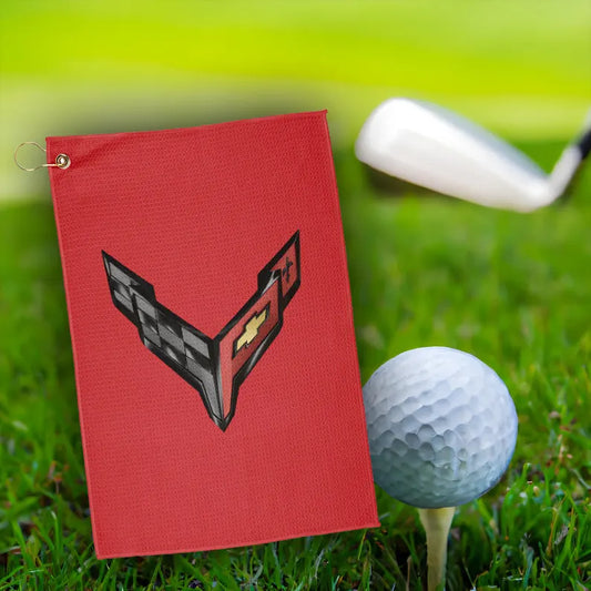 Corvette C8 Golf Towels, Golf Accessories, Sporty Towels for Golf Outings, Gift for Golf Lovers, C8 Logo, C8 Emblem, Club Towel