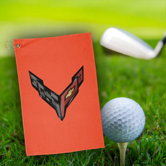 Corvette C8 Golf Towels, Golf Accessories, Sporty Towels for Golf Outings, Gift for Golf Lovers, C8 Logo, C8 Emblem, Club Towel
