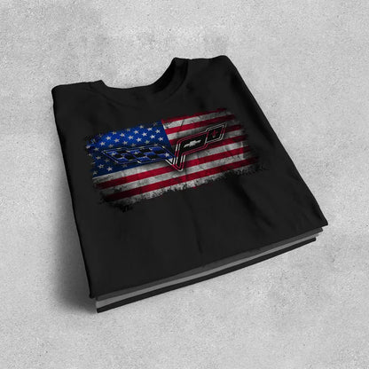 Corvette C6 USA T-Shirt, Bella and Canvas T-Shirt, Corvette American Flag, Graphic Tee, Corvette Logo