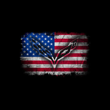 Corvette C7 USA T-Shirt, Bella and Canvas T-Shirt, Corvette American Flag, Graphic Tee, Corvette Logo