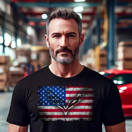 Corvette C7 USA T-Shirt, Bella and Canvas T-Shirt, Corvette American Flag, Graphic Tee, Corvette Logo