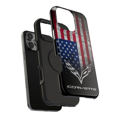 Corvette C7 USA iPhone Case - American Flag - Cell Phone Case - Impact Resistant - Rubber Liner - Matte or Glossy