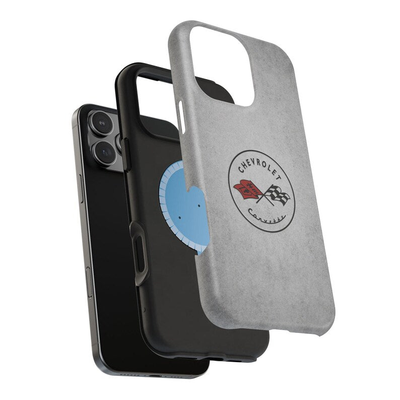 Corvette C1 Magnetic Tough Case, iPhone Case, Impact Resistant, MagSafe, Rubber Liner, Matte or Glossy, C1 Emblem, C1 Logo, Cell Phone Case