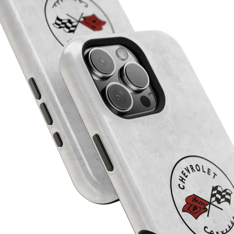 Corvette C1 Magnetic Tough Case, iPhone Case, Impact Resistant, MagSafe, Rubber Liner, Matte or Glossy, C1 Emblem, C1 Logo, Cell Phone Case