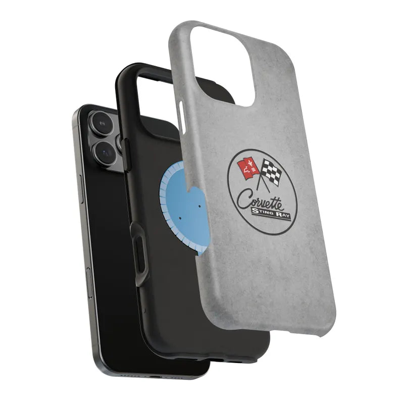 Corvette C2 Magnetic Tough Case, iPhone Case, Impact Resistant, MagSafe, Rubber Liner, Matte or Glossy, C2 Emblem, C2 Logo, Cell Phone Case