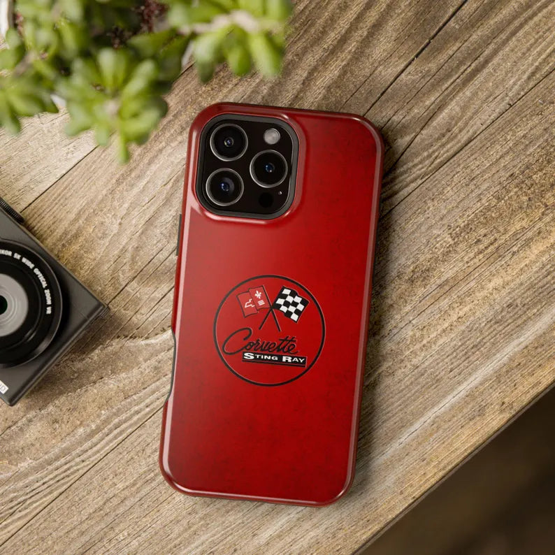 Corvette C2 Magnetic Tough Case, iPhone Case, Impact Resistant, MagSafe, Rubber Liner, Matte or Glossy, C2 Emblem, C2 Logo, Cell Phone Case