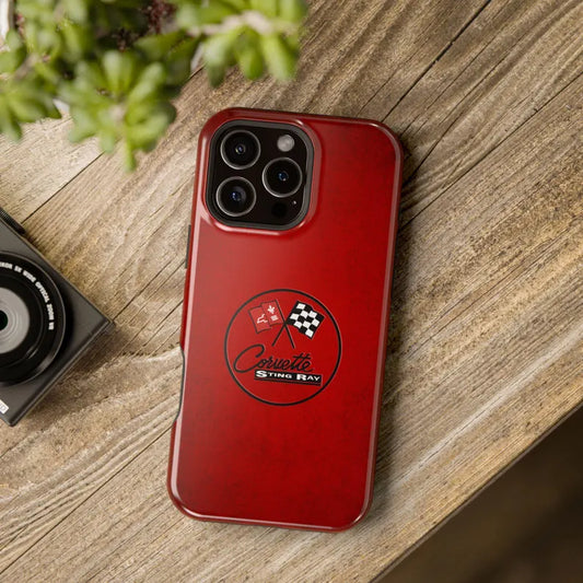 Corvette C2 Magnetic Tough Case, iPhone Case, Impact Resistant, MagSafe, Rubber Liner, Matte or Glossy, C2 Emblem, C2 Logo, Cell Phone Case
