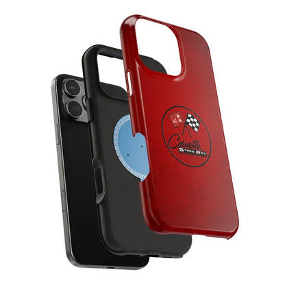 Corvette C2 Magnetic Tough Case, iPhone Case, Impact Resistant, MagSafe, Rubber Liner, Matte or Glossy, C2 Emblem, C2 Logo, Cell Phone Case