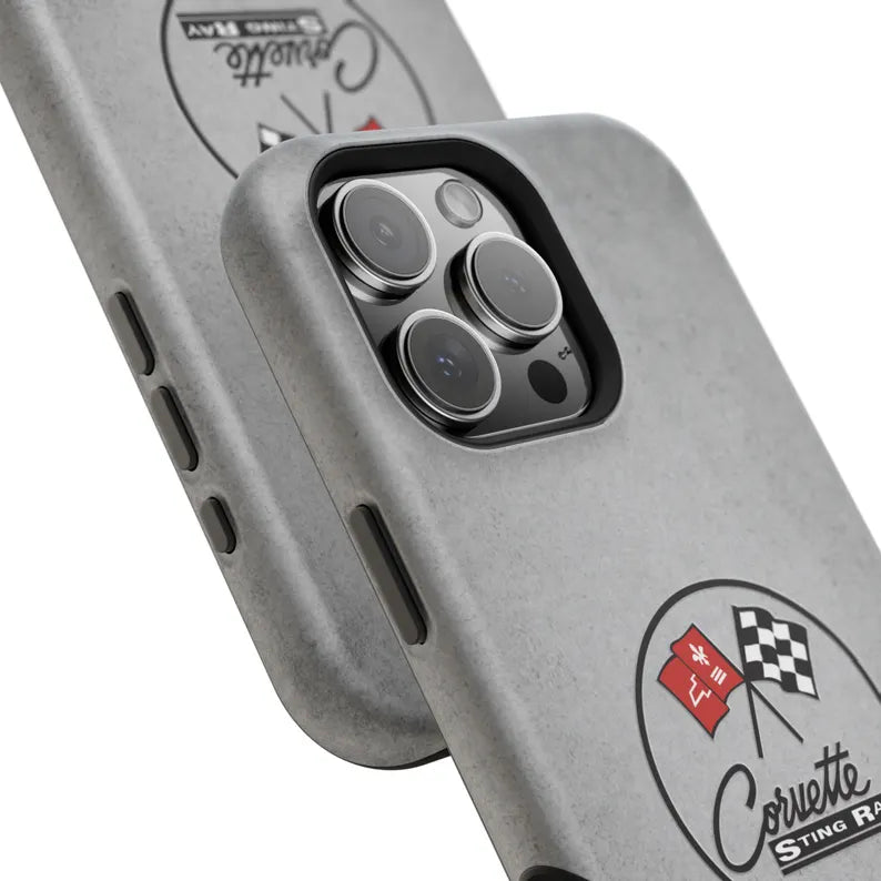 Corvette C2 Magnetic Tough Case, iPhone Case, Impact Resistant, MagSafe, Rubber Liner, Matte or Glossy, C2 Emblem, C2 Logo, Cell Phone Case
