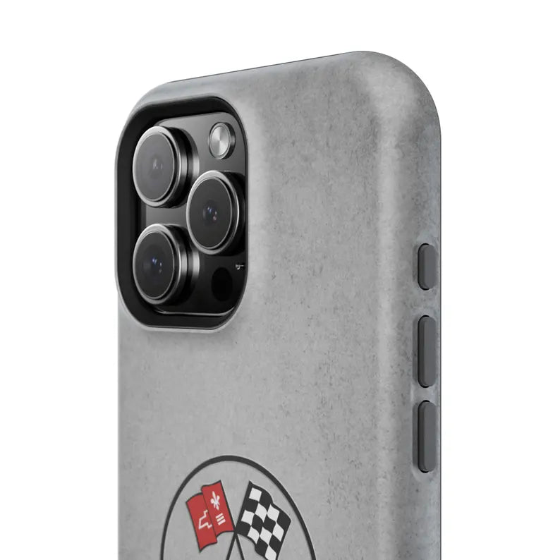 Corvette C2 Magnetic Tough Case, iPhone Case, Impact Resistant, MagSafe, Rubber Liner, Matte or Glossy, C2 Emblem, C2 Logo, Cell Phone Case