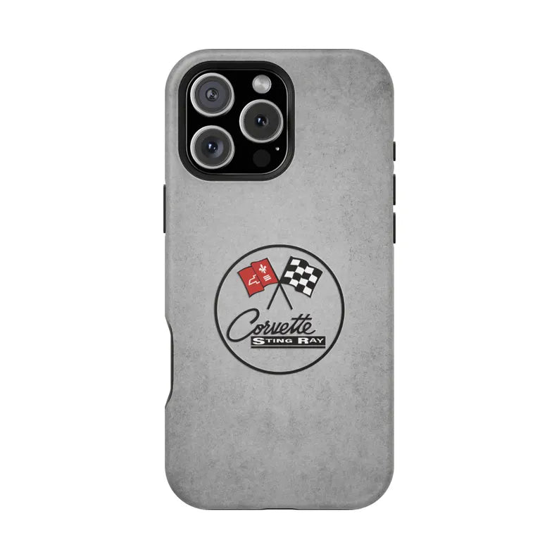 Corvette C2 Magnetic Tough Case, iPhone Case, Impact Resistant, MagSafe, Rubber Liner, Matte or Glossy, C2 Emblem, C2 Logo, Cell Phone Case