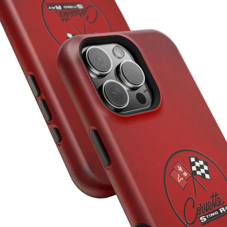 Corvette C2 Magnetic Tough Case, iPhone Case, Impact Resistant, MagSafe, Rubber Liner, Matte or Glossy, C2 Emblem, C2 Logo, Cell Phone Case