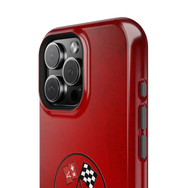 Corvette C2 Magnetic Tough Case, iPhone Case, Impact Resistant, MagSafe, Rubber Liner, Matte or Glossy, C2 Emblem, C2 Logo, Cell Phone Case