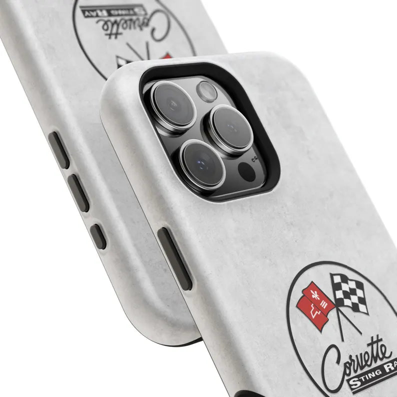 Corvette C2 Magnetic Tough Case, iPhone Case, Impact Resistant, MagSafe, Rubber Liner, Matte or Glossy, C2 Emblem, C2 Logo, Cell Phone Case
