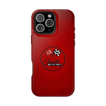 Corvette C2 Magnetic Tough Case, iPhone Case, Impact Resistant, MagSafe, Rubber Liner, Matte or Glossy, C2 Emblem, C2 Logo, Cell Phone Case