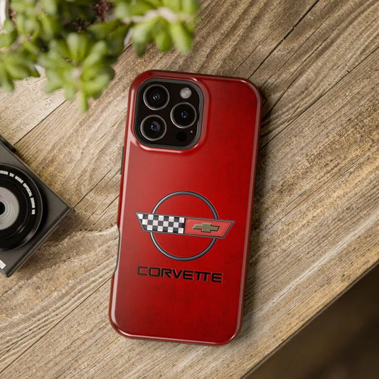 Corvette C4 Magnetic Tough Case, iPhone Case, Impact Resistant, MagSafe, Rubber Liner, Matte or Glossy, C4 Emblem, C4 Logo, Cell Phone Case