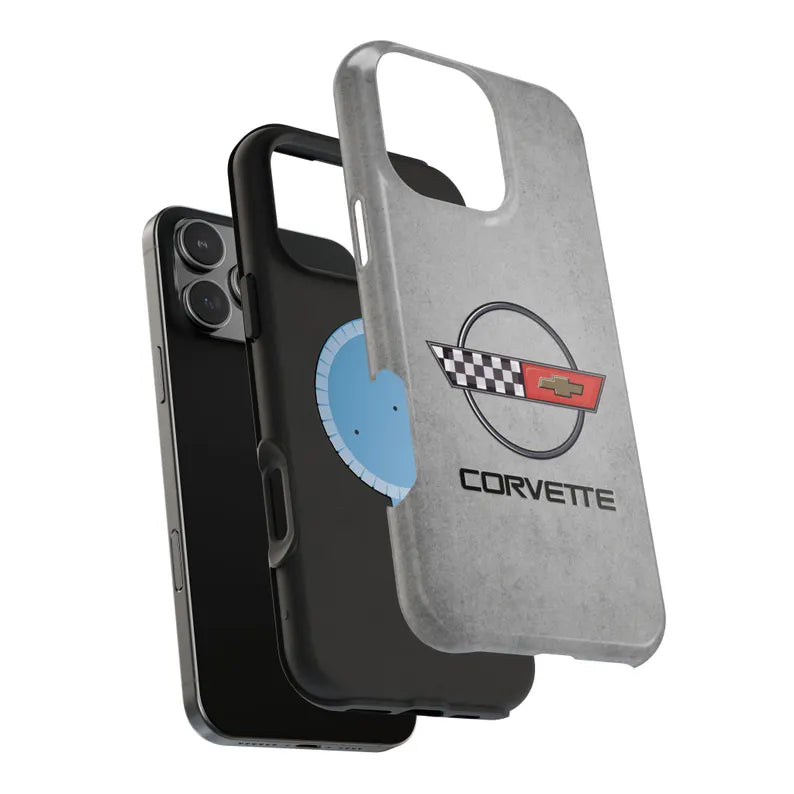 Corvette C4 Magnetic Tough Case, iPhone Case, Impact Resistant, MagSafe, Rubber Liner, Matte or Glossy, C4 Emblem, C4 Logo, Cell Phone Case