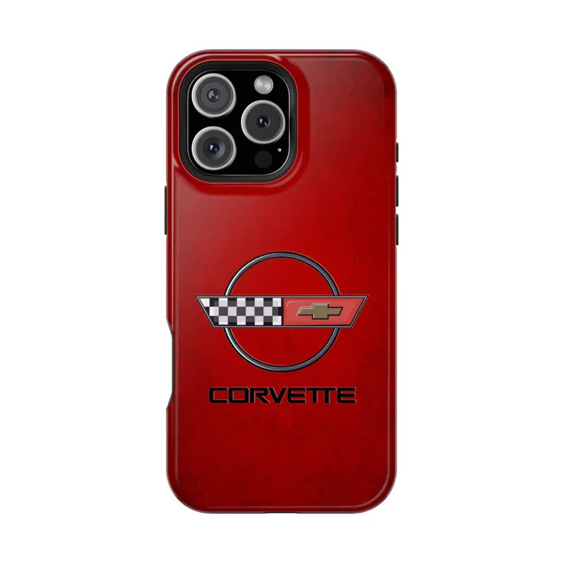 Corvette C4 Magnetic Tough Case, iPhone Case, Impact Resistant, MagSafe, Rubber Liner, Matte or Glossy, C4 Emblem, C4 Logo, Cell Phone Case