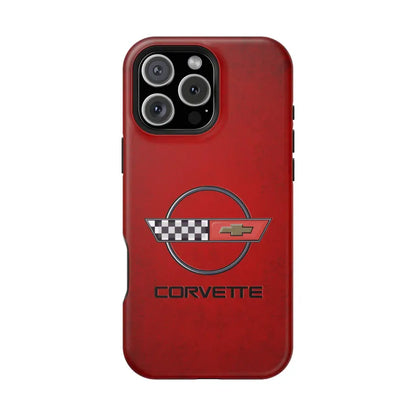 Corvette C4 Magnetic Tough Case, iPhone Case, Impact Resistant, MagSafe, Rubber Liner, Matte or Glossy, C4 Emblem, C4 Logo, Cell Phone Case