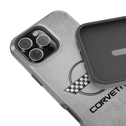 Corvette C4 Magnetic Tough Case, iPhone Case, Impact Resistant, MagSafe, Rubber Liner, Matte or Glossy, C4 Emblem, C4 Logo, Cell Phone Case