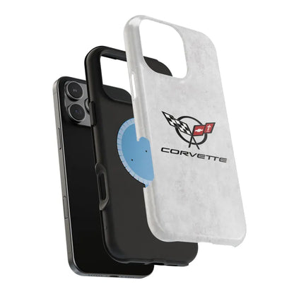 Corvette C5 Magnetic Tough Case, iPhone Case, Impact Resistant, MagSafe, Rubber Liner, Matte or Glossy, C5 Emblem, C5 Logo, Cell Phone Case