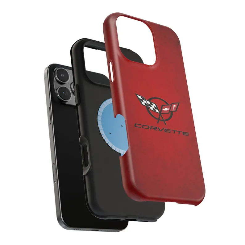 Corvette C5 Magnetic Tough Case, iPhone Case, Impact Resistant, MagSafe, Rubber Liner, Matte or Glossy, C5 Emblem, C5 Logo, Cell Phone Case