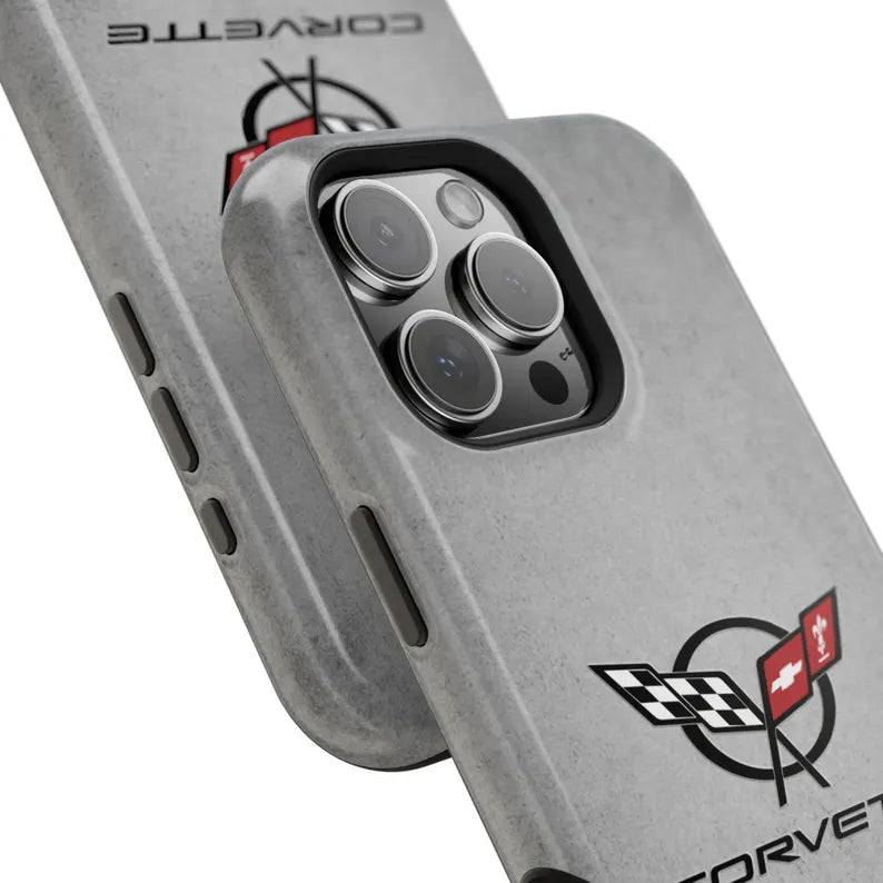 Corvette C5 Magnetic Tough Case, iPhone Case, Impact Resistant, MagSafe, Rubber Liner, Matte or Glossy, C5 Emblem, C5 Logo, Cell Phone Case