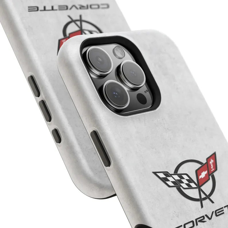 Corvette C5 Magnetic Tough Case, iPhone Case, Impact Resistant, MagSafe, Rubber Liner, Matte or Glossy, C5 Emblem, C5 Logo, Cell Phone Case