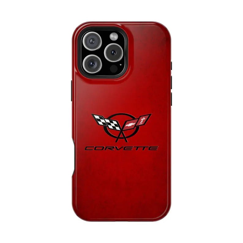 Corvette C5 Magnetic Tough Case, iPhone Case, Impact Resistant, MagSafe, Rubber Liner, Matte or Glossy, C5 Emblem, C5 Logo, Cell Phone Case