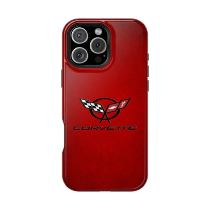 Corvette C5 Magnetic Tough Case, iPhone Case, Impact Resistant, MagSafe, Rubber Liner, Matte or Glossy, C5 Emblem, C5 Logo, Cell Phone Case