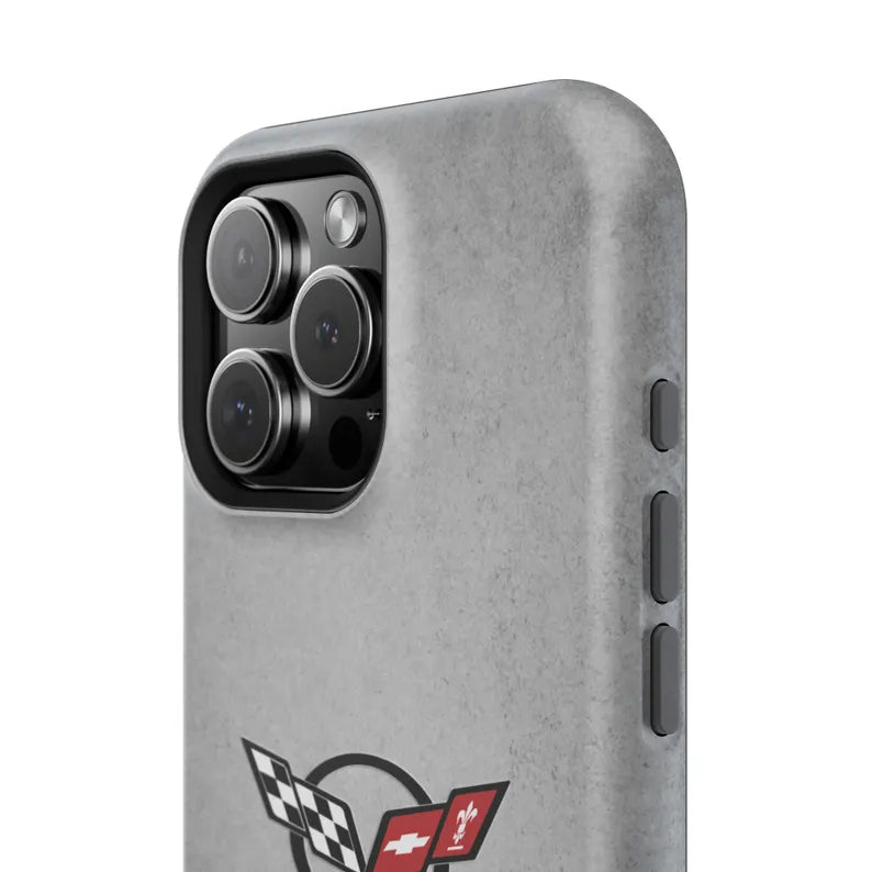Corvette C5 Magnetic Tough Case, iPhone Case, Impact Resistant, MagSafe, Rubber Liner, Matte or Glossy, C5 Emblem, C5 Logo, Cell Phone Case