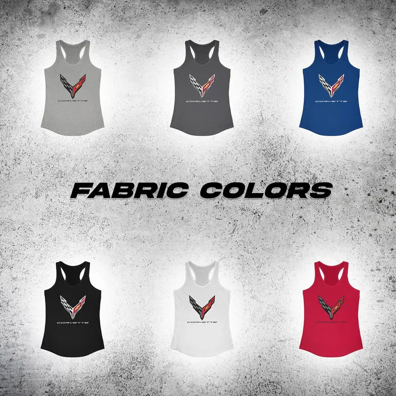 Corvette C7 Women's Racerback Tank Top, Gifts for Car Girls, Summer Top, Fitness Tank, Raceday Gear, Corvette Shirt