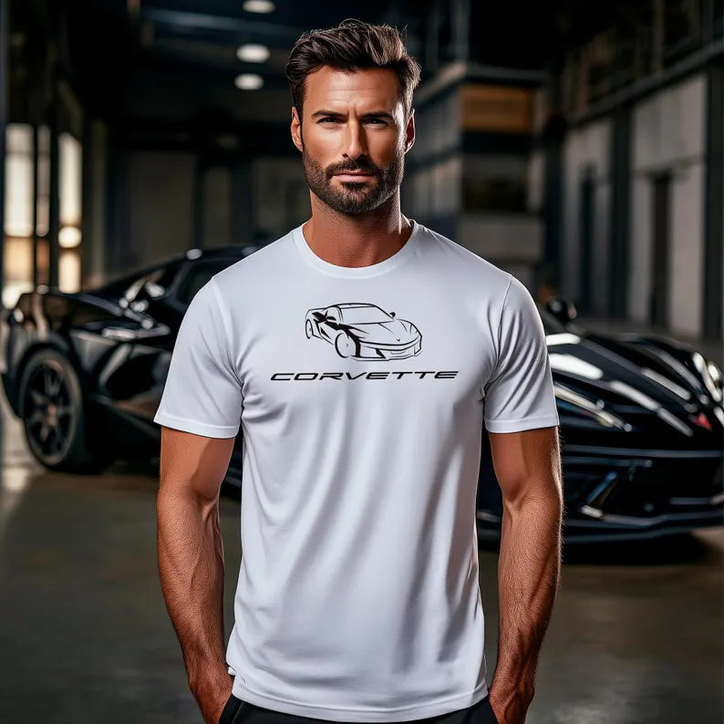 Corvette T-Shirt, Corvette Logo, Corvette Illustration, Bella and Canvas T-Shirt, Corvette Apparel, Graphic Tee, Soft T-Shirt