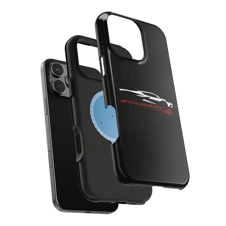 Corvette Stingray Magnetic Tough Case, iPhone Case, Impact Resistant, MagSafe, Rubber Liner, Matte or Glossy, Cell Phone Case